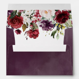 Burgundy Rose & Blush Pink Elegant Envelope