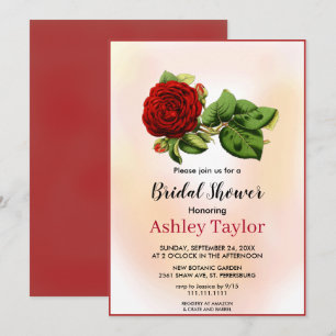 Burgundy rose blush pink fall floral Bridal Shower Invitation
