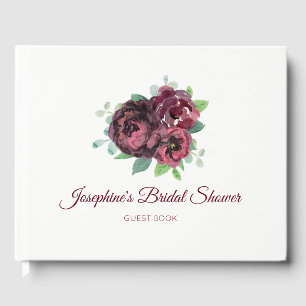 Burgundy Rose Bouquet Bridal Shower Guest Book