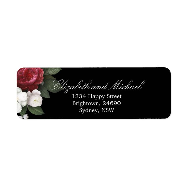 Burgundy Rose Elegant Modern Chic Wedding Label (Front)