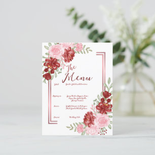 Burgundy & Rose Floral Wedding Postcard