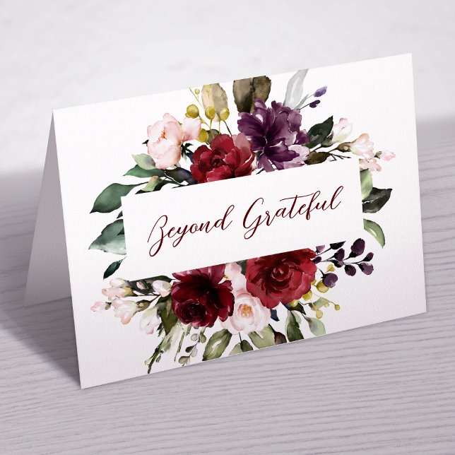 Burgundy Rose Folded Thank You Card (Creator Uploaded)