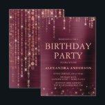 Burgundy Rose Gold Any Age Birthday Party Invitation<br><div class="desc">Burgundy and Rose Gold Sparkle String Lights Any Age Birthday Party Invitation for an Elegant Girly Birthday . This is the perfect Birthday Celebration Invitation for an elegant Burgundy and Rose Gold Sparkle Birthday Party. Please contact the designer for matching customised items.</div>