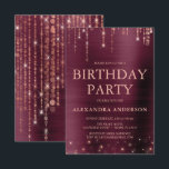 Burgundy Rose Gold Any Age Birthday Party Invitation<br><div class="desc">Burgundy and Rose Gold Sparkle String Lights Any Age Birthday Party Invitation for an Elegant Girly Birthday . This is the perfect Birthday Celebration Invitation for an elegant Burgundy and Rose Gold Sparkle Birthday Party. Please contact the designer for matching customised items.</div>