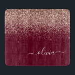 Burgundy Rose Gold Blush Pink Glitter Monogram Cutting Board<br><div class="desc">Burgundy and Rose Gold Blush Pink Sparkle Glitter Script Monogram Name Cutting Board. This makes the perfect graduation,  birthday,  wedding,  bridal shower,  anniversary,  baby shower or bachelorette party gift for someone that loves glam luxury and chic styles.</div>