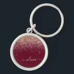 Burgundy Rose Gold Blush Pink Glitter Monogram Key Ring<br><div class="desc">Rose Gold - Blush Pink and Burgundy Sparkle Glitter Script Monogram Name Keychains (Key Chain). This makes the perfect sweet 16 birthday,  wedding,  bridal shower,  anniversary,  baby shower or bachelorette party gift for someone that loves glam luxury and chic styles.</div>