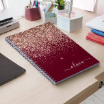 Burgundy Rose Gold Blush Pink Glitter Monogram Notebook<br><div class="desc">Burgundy and Rose Gold - Blush Pink Sparkle Glitter Script Monogram Name Spiral Notebook Planner. This makes the perfect sweet 16 birthday,  wedding,  bridal shower,  anniversary,  baby shower or bachelorette party gift for someone that loves glam luxury and chic styles.</div>