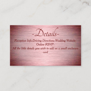 Burgundy Rose Gold Brushed Metal Wedding Detail Enclosure Card