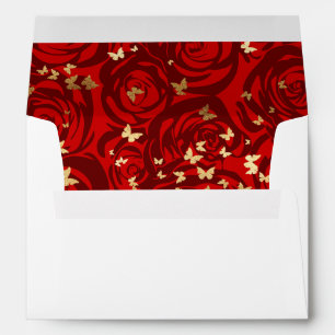 Burgundy Rose Gold Crown Butterfly Return Address Envelope