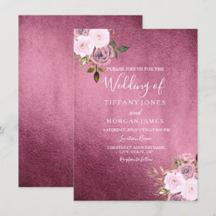 Burgundy & Rose Gold Floral Wedding Invite