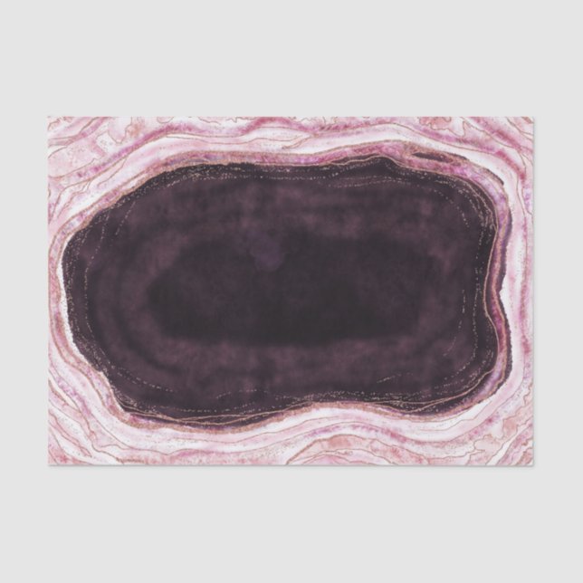 Burgundy & Rose Gold Geode Agate Rock Wedding Tissue Paper (Front)