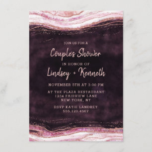 Burgundy & Rose Gold Geode Couple's Wedding Shower Invitation