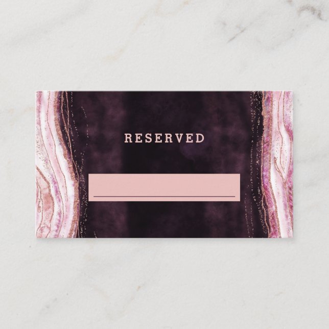 Burgundy Rose Gold Geode Reserved Seating Wedding Place Card (Front)