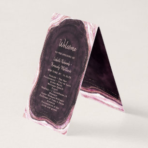 Burgundy Rose Gold Geode Wedding Ceremony Program
