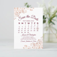 Burgundy & Rose Gold Lace Elegant Wedding Calendar