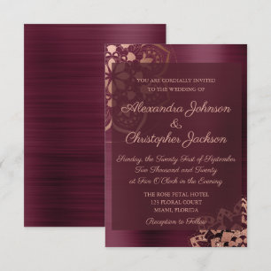 Burgundy & Rose Gold Mandala Wedding Invitation