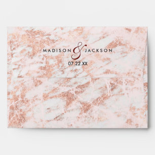 Burgundy & Rose Gold Marble Wedding Monogram Envelope