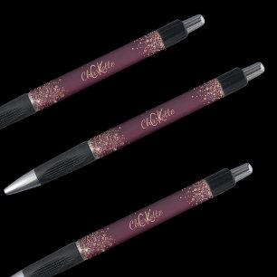 Burgundy rose gold monogram signature name