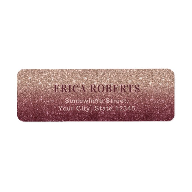 Burgundy Rose Gold Ombre Modern Wedding Address (Front)