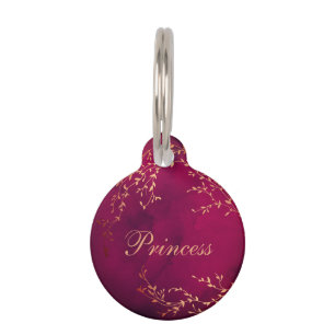 Burgundy Rose Gold Princess Dog Cat Pet Tag