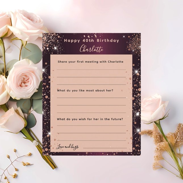 Burgundy rose gold sparkles birthday wishes card (Creator Uploaded)