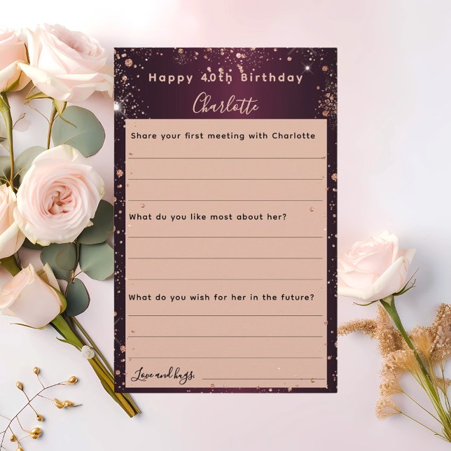 Burgundy rose gold sparkles birthday wishes card (Creator Uploaded)