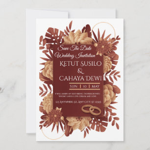 Burgundy rose gold union frame invitation