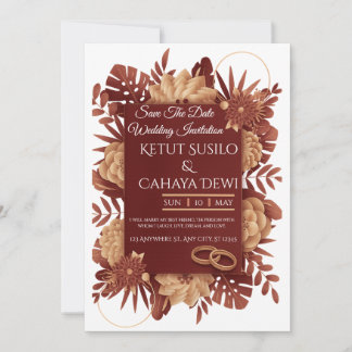 Burgundy rose gold union frame invitation