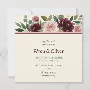 Burgundy Rose Header Wedding Invitation
