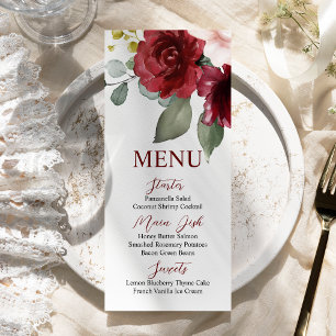 Burgundy Rose Menu Card