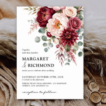 Burgundy & Rose Modern Elegant Floral Wedding