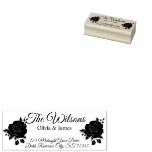 Burgundy Rose Moody Dark Romance Wedding Return  Rubber Stamp