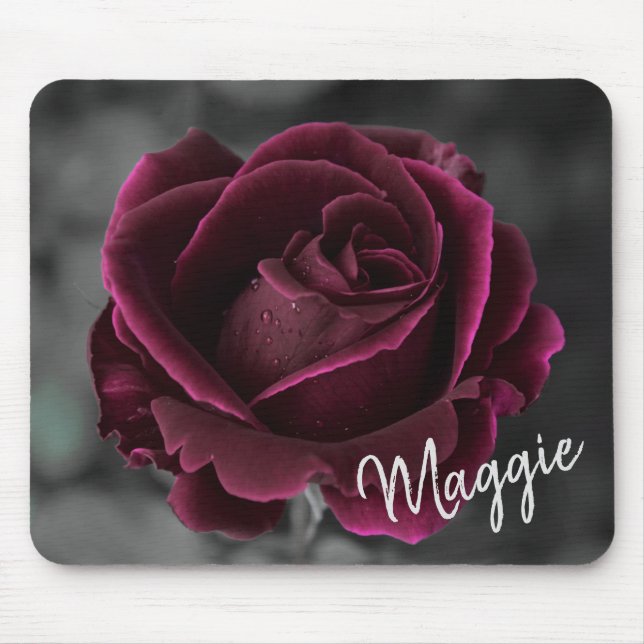 Burgundy Rose Mouse Mat (Front)
