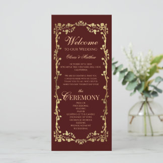Burgundy Rose Ornate Elegant Programs Wedding Programme