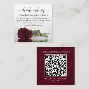 Burgundy Rose Posh Wedding Details & RSVP QR Code Enclosure Card