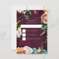 Burgundy Rose Ranunculus Wedding RSVP