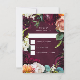 Burgundy Rose Ranunculus Wedding RSVP Invitation