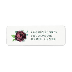 Burgundy Rose Return Address Labels
