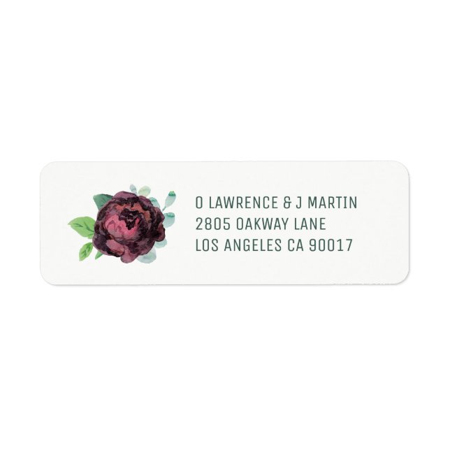Burgundy Rose Return Address Labels (Front)
