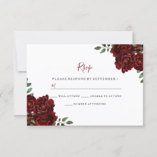 Burgundy Rose Romantic Wedding RSVP Card