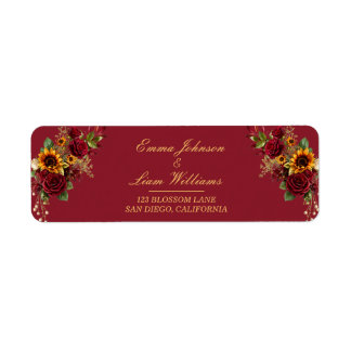 Burgundy Rose & Sunflower Address
