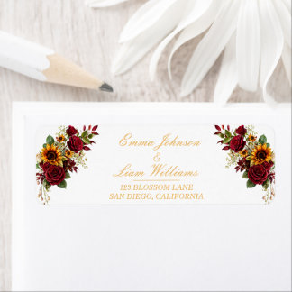Burgundy Rose & Sunflower Address