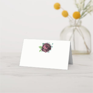 Burgundy Rose Watercolor Floral Place Card