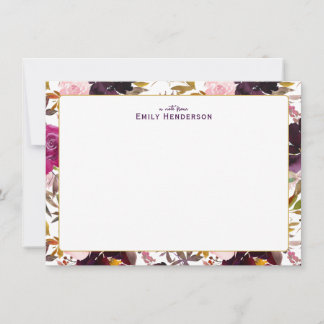 Burgundy Rose Watercolor Floral Print Frame Card