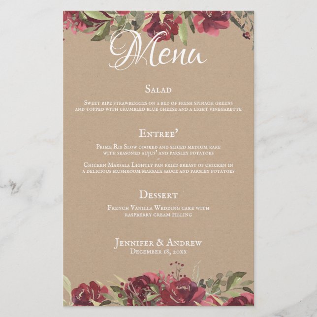 Burgundy Rose Watercolor Monogram (Front)