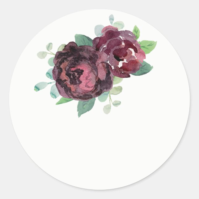Burgundy Rose Wedding Favour Stickers (Front)