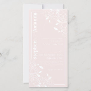 Burgundy Rose Wedding Floral Line Drawn Invitation