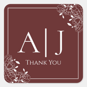 Burgundy Rose Wedding Floral Line Drawn Sticker