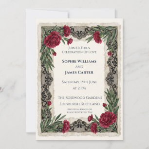 Burgundy Rose Wedding Invitation