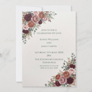 Burgundy Rose Wedding Invitation